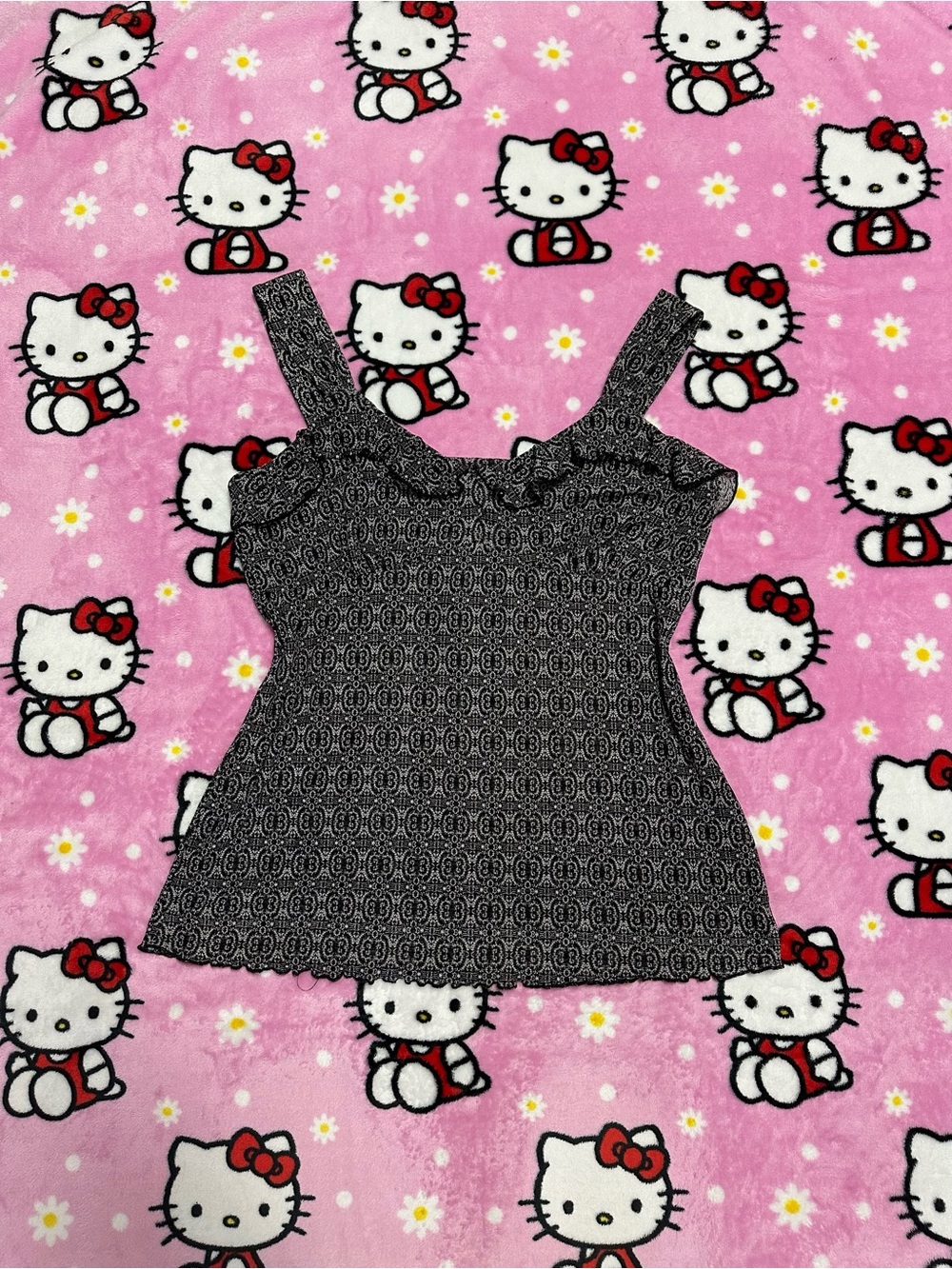 Black Patterned Sleeveless Tank Top for Women
